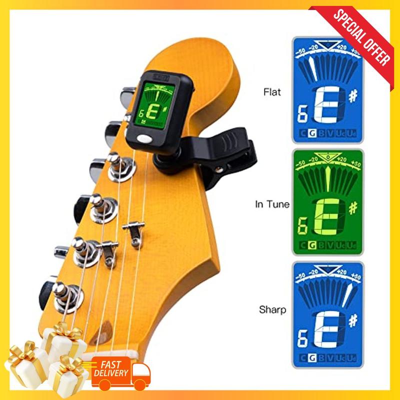 JOYO Clip on Tuner Digital Electronic Tuner for Guitar, Bass, Ukulele, Violin, Mandolin, Banjo Acoustics Calibration Tuner (JT-09)