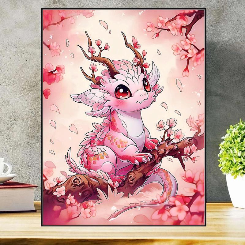 Cartoon Dragon Pattern Diy Artificial Diamond Painting Without Frame, Diy Decorative Art Picture for Beginner, Diy Home Decor, Decorative Embroidery Kit Cross Stitch Kit or Pattern