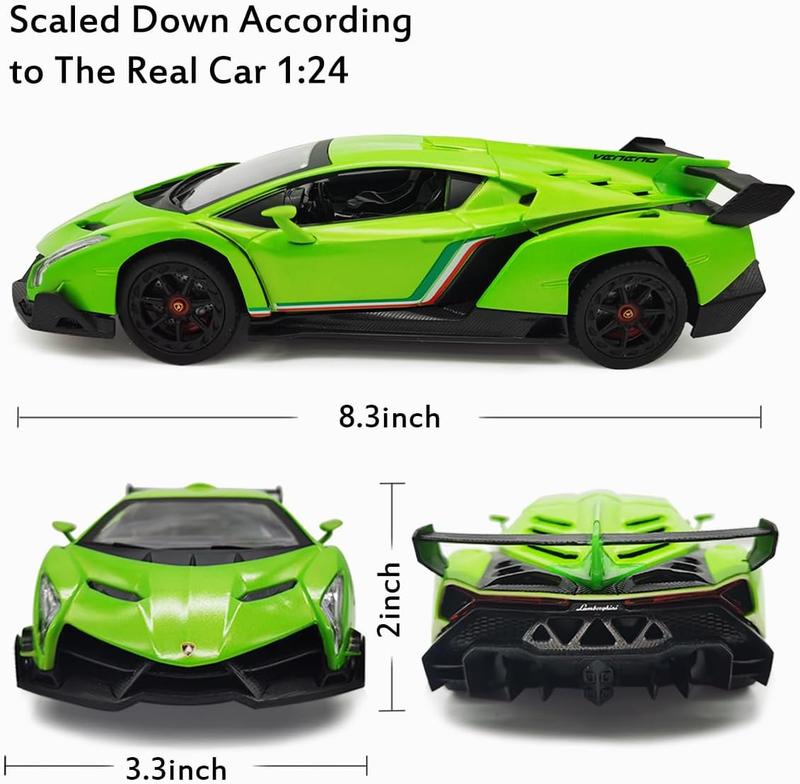 QUN FENG Lamborghini Remote Control Car 1:24 Scale Lambo Toy Car Officially Licensed Rc Cars with Light 2.4Ghz Model Car for Boys 4-7 Girls Birthday Gift, Green remote control