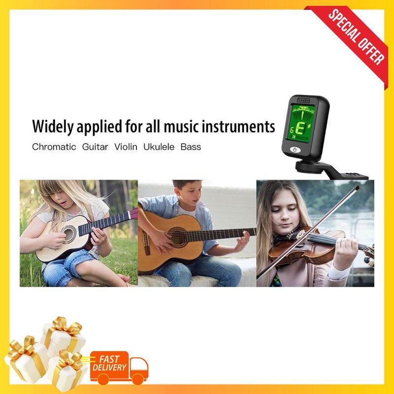 JOYO Clip on Tuner Digital Electronic Tuner for Guitar, Bass, Ukulele, Violin, Mandolin, Banjo Acoustics Calibration Tuner (JT-09)