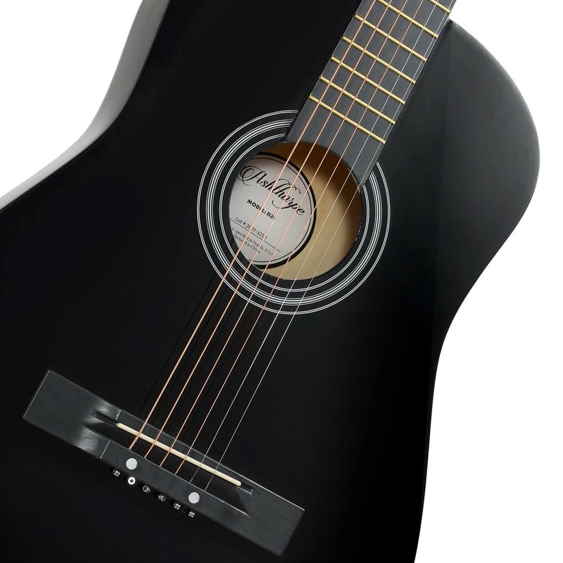 38-Inch Beginner Acoustic Guitar Starter Package, Black