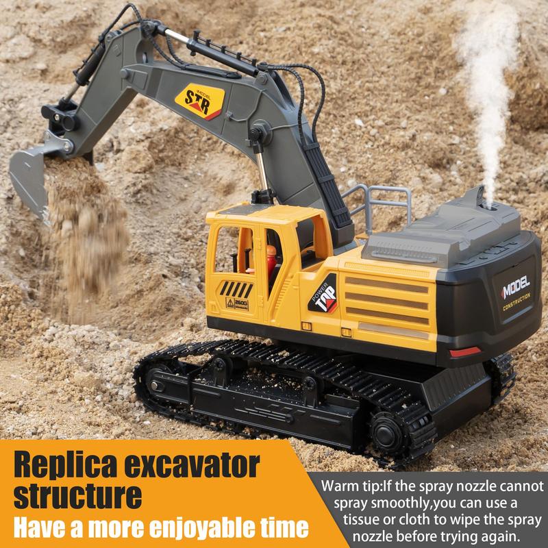 14-channel Remote Control Excavator Toy, 1 Box Construction Truck Toy with Simulation Smoke, Mechanical Sound & Light Effect, Ideal Gift for Boys, Christmas, Christmas Gift