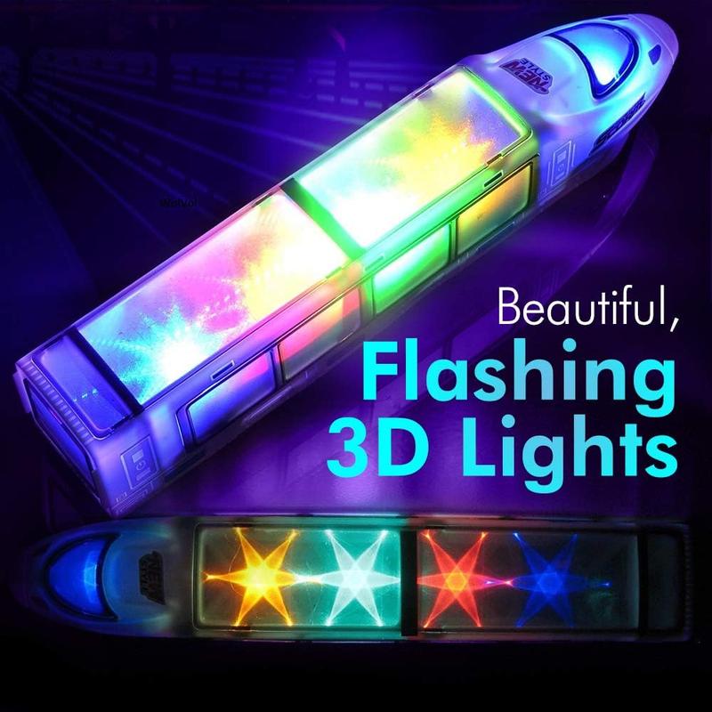 k Beautiful 3D Lightning Electric Bullet Train Toys for Boys 4-7- Electric Toy Train - Toy Bullet Train with Music, goes Around and Changes Directions on Contact