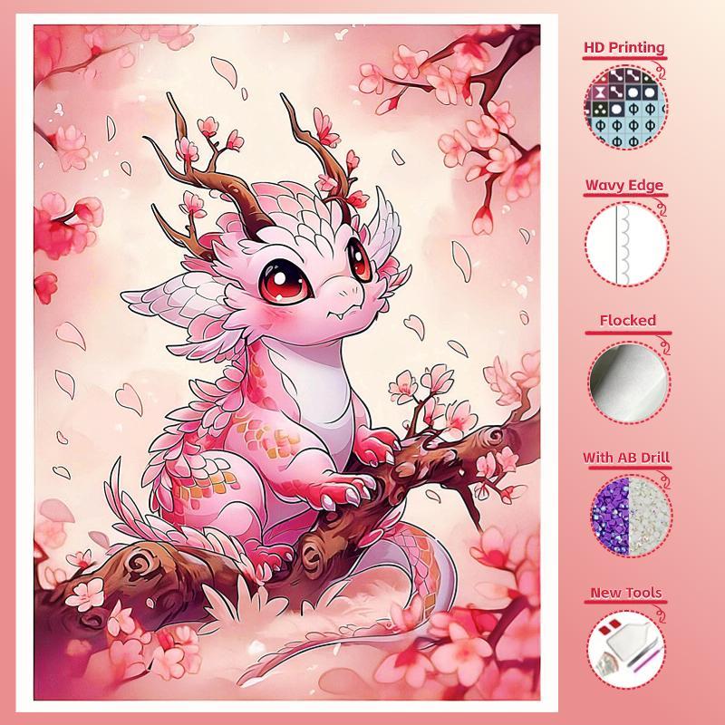 Cartoon Dragon Pattern Diy Artificial Diamond Painting Without Frame, Diy Decorative Art Picture for Beginner, Diy Home Decor, Decorative Embroidery Kit Cross Stitch Kit or Pattern