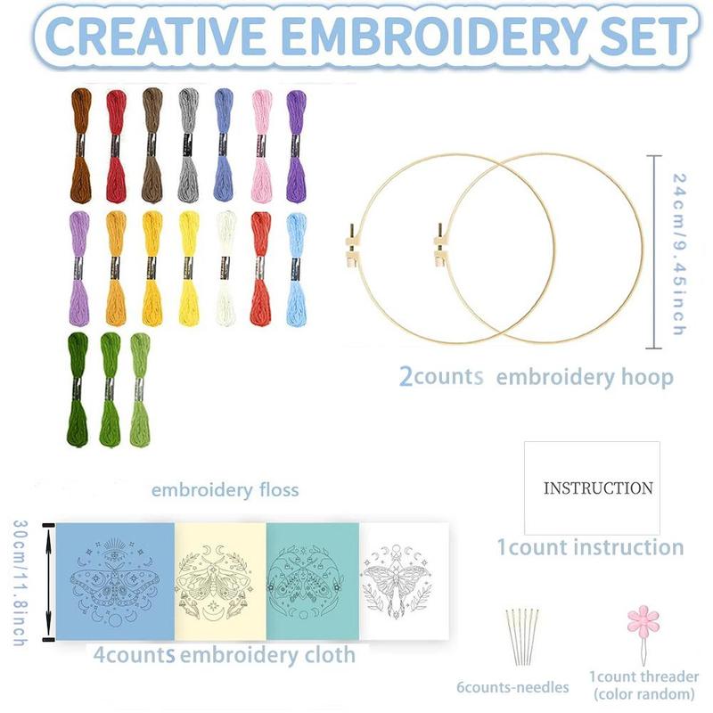 DIY Butterfly Embroidery Kit, Embroidery Kit for Beginner, Including Embroidery Thread & Cloth & Hoop, Threader, Needle, Instruction, Summer for Gift, Men Gifts, Home Ideals 2024