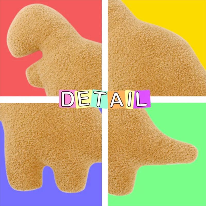 Dino Nugget Plush Pillow, Dinosaur Throw Pillow Dino Chicken Nugget Pillow, Dinosaur Theme Party Decorations Funny Stuffed Animal Plush Toy Gifts for Kids Adults