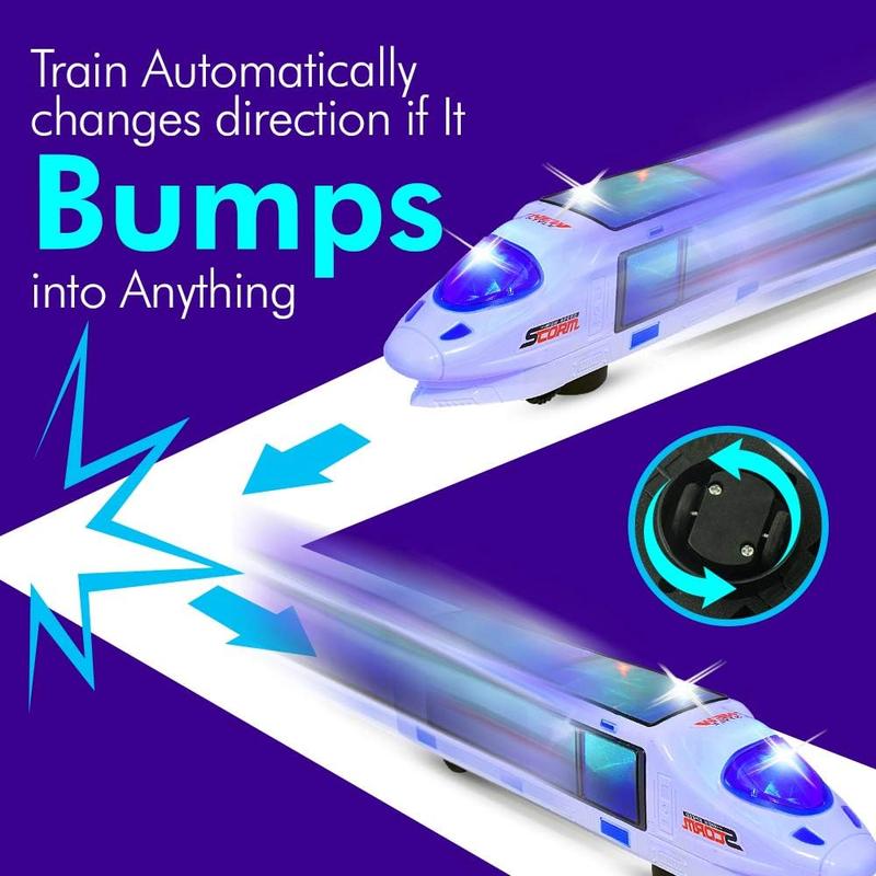 k Beautiful 3D Lightning Electric Bullet Train Toys for Boys 4-7- Electric Toy Train - Toy Bullet Train with Music, goes Around and Changes Directions on Contact