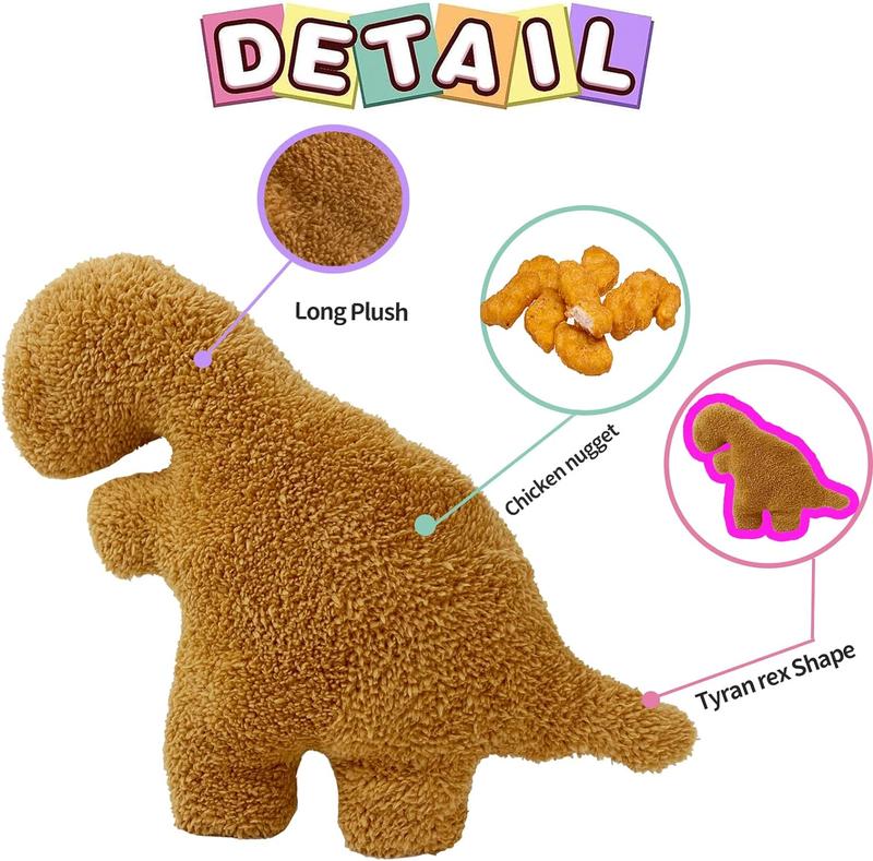 Dino Nugget Plush Pillow, Dinosaur Throw Pillow Dino Chicken Nugget Pillow, Dinosaur Theme Party Decorations Funny Stuffed Animal Plush Toy Gifts for Kids Adults