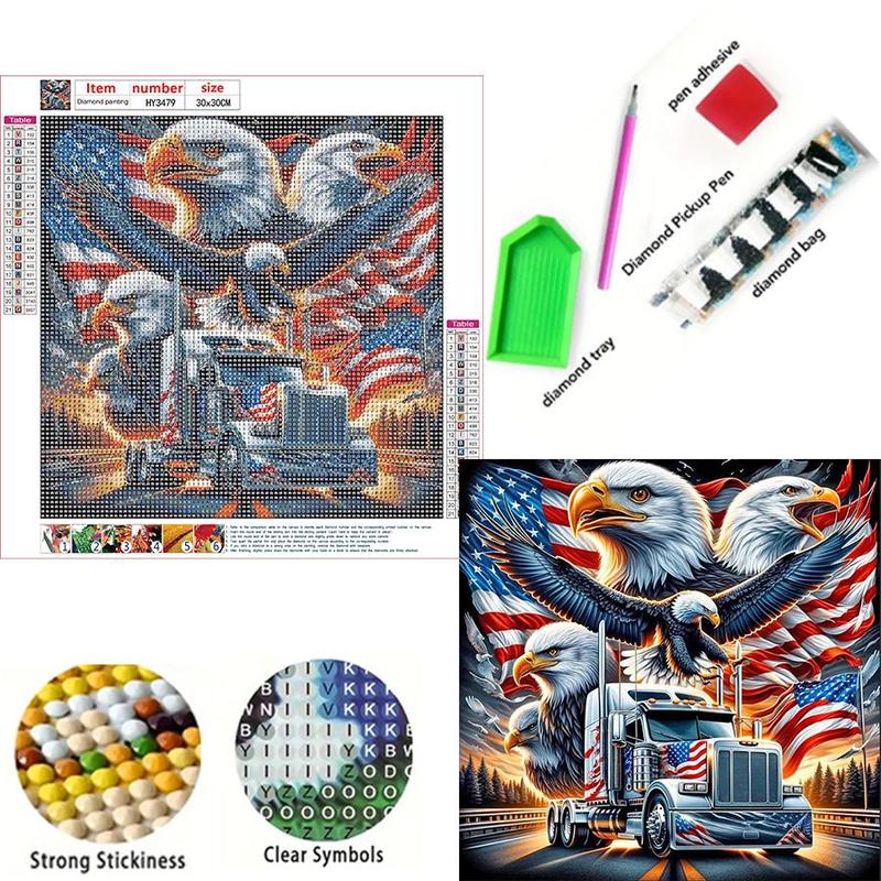 Eagle Pattern DIY Diamond Arts Colorful Painting Kit without Frame, DIY 5D Diamond Art Painting Kit, Wall Art Decor for Home Living Room Bedroom