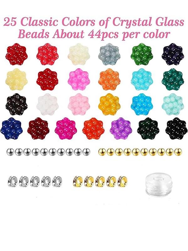 25 Color 28 Grids 6mm Beaded Kit, 1 Box DIY Jewelry Making Kit, Boho Style Beaded Kit for Bracelet Necklace Earrings Making