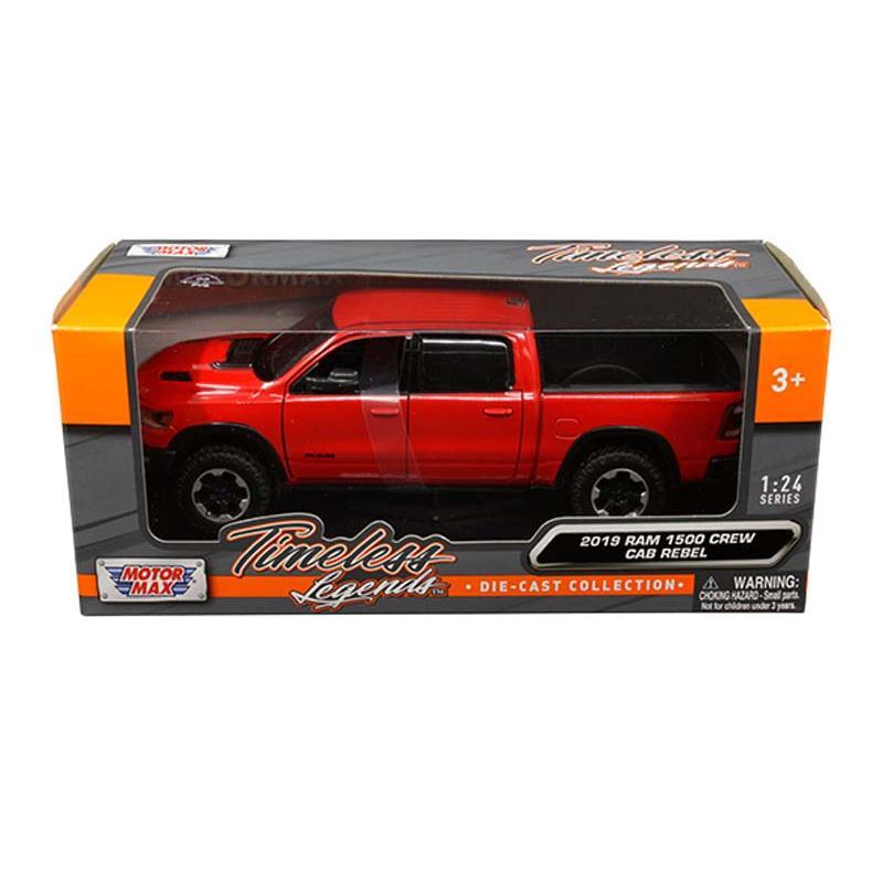 2019 Ram 1500 Rebel Crew Cab - Red (Timeless Legends) Diecast 1:24 Scale Model - Motormax 79358RD