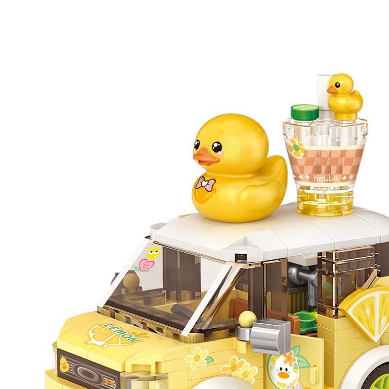 Cartoon Duck Design Car Building Blocks (260pcs set), Room Decoration Ornaments, Creative Building Blocks for Gift