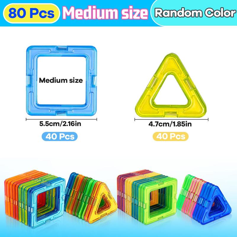 Random Color Tiles Building Blocks, 40pcs 80pcs Colorful Creative Constructor Set Toys, Sensory Montessori Toys, Educational Toys for Birthday Gifts, Christmas Gift