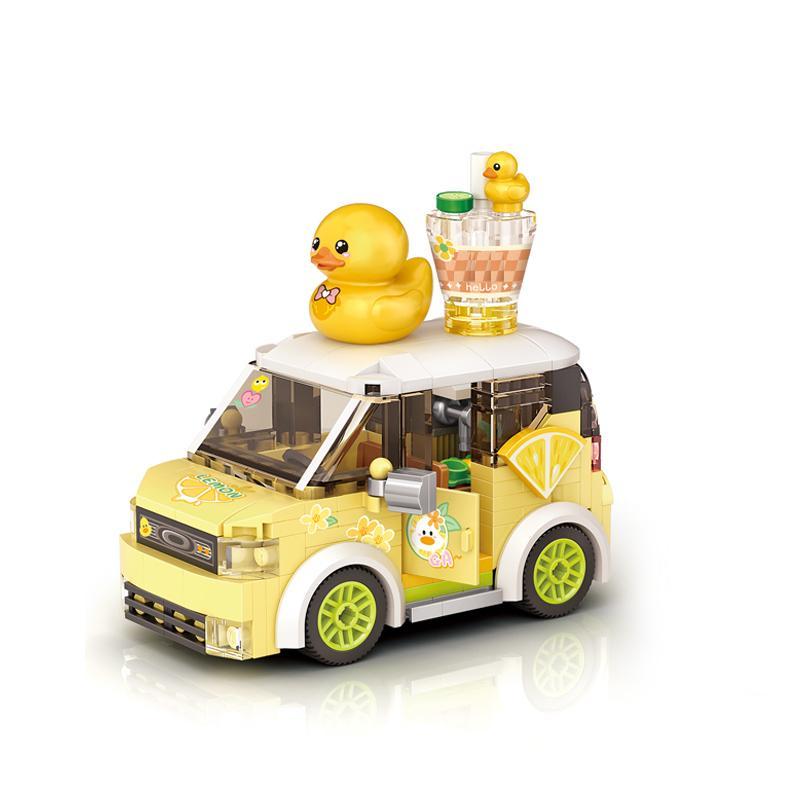 Cartoon Duck Design Car Building Blocks (260pcs set), Room Decoration Ornaments, Creative Building Blocks for Gift