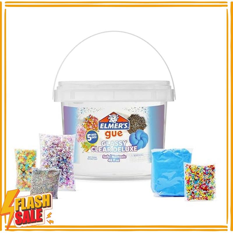 Elmer's Gue Premade Includes 5 Sets of Slime Add-ins, 3 Lb. Bucket, Glassy Clear