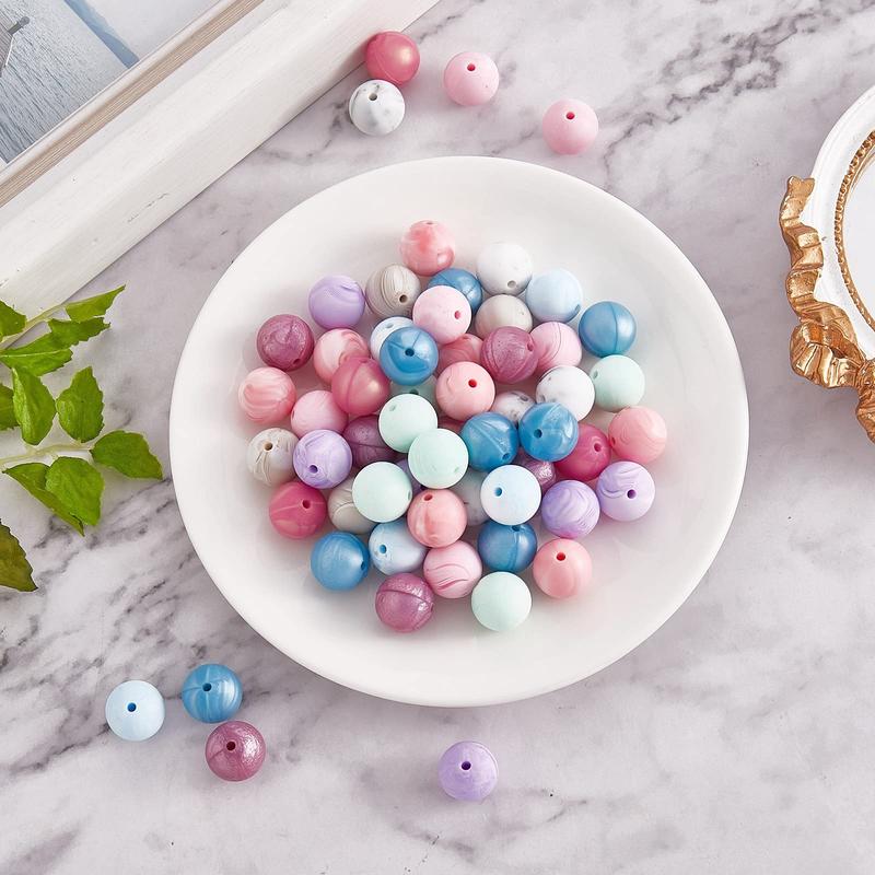 15mm Silicone Bead, 50pcs Mixed Color Loose Round Beads, DIY Jewelry Making Supplies for Necklace, Bracelet, Keychain, Phone Chain