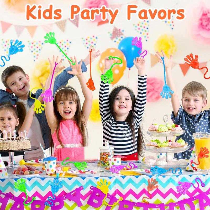 24 count Sticky Hands for Kids Party Favors Treat Gift Egg Filler Goodie Bag Stuffer Treasure Box Toy Classroom Carnival Prizes Student Mini Bulk Pinata Slap Hand Sensory Fidget Stretchy Toy Halloween