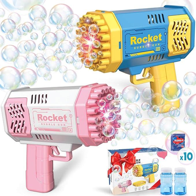 2 Pack Bubble Machine for Kids with Bubble Solution - Perfect Outdoor Toy Gift for 3-8 Year Old Boys & Girls, Ideal for Birthdays and Weddings