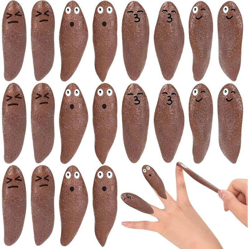 20 Pcs Finger Slingshot Novelty Toys, Toy Poop for Halloween, Fake Poop for Novelty Toys and Amusements, Poop for Finger Slingshot, Poop Rubber Spoof Toy for School Party