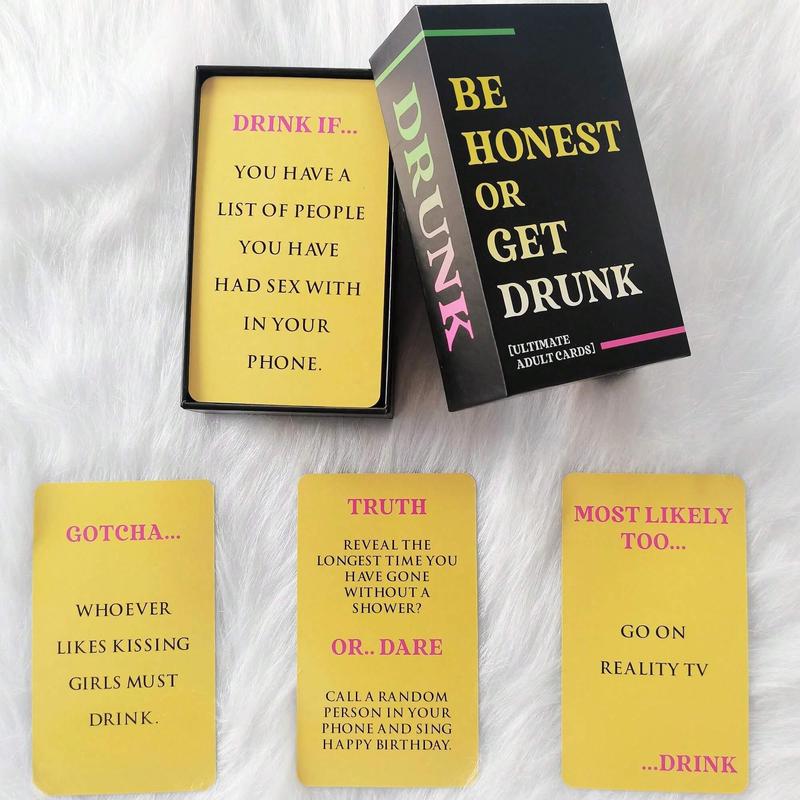 Be-Honest Or Get Drunk Game Card, Adult Drinking Game Card, Fun Naughty Challenges and Dares Card for Game Nights Parties Weekends Away