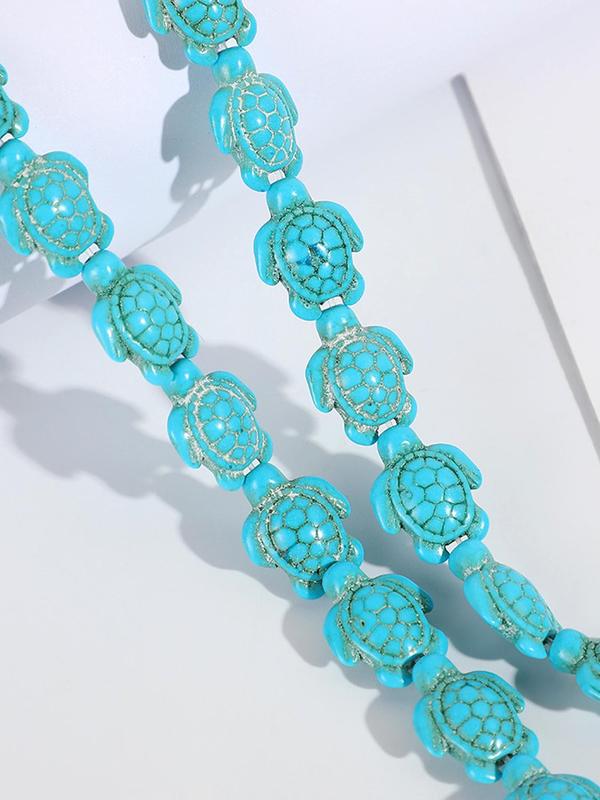 Turquoise Texture Turtle Beaded, Fashionable Beaded for Necklace, Bracelet Making, Trendy All-match & Exquisite Diy Jewelry for Birthday Gift