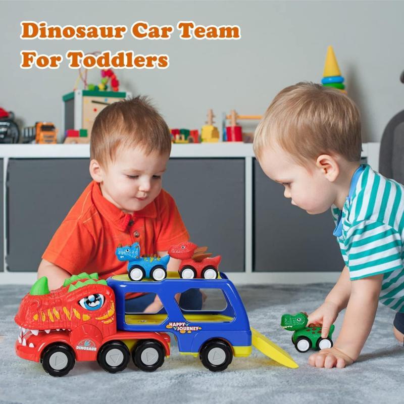 Dinosaur Design Monster Truck Toy, 5 Counts set Pull Back Cars for Toddlers, Birthday Gifts for Boys & Girls, Thanksgiving Christmas Gift Set