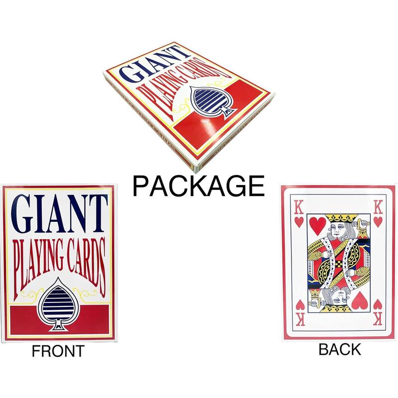 Jumbo Giant Playing Card Deck - 8X11 Inch Large Oversized Cards - Super Big Game Theme Full Deck -  Adults, Casino Party Decorations