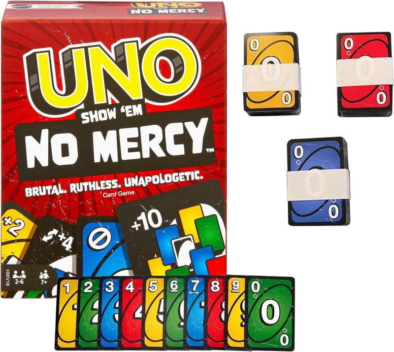 UNO NO MERCY PLUS: UNO NO MERCY PLUS for Family and Friends, Ideal for Parties and Travel, Infinite Destruction Power, Extreme Rules for Next- level Fun, UNO CARD GAME TOP BOARD GAME