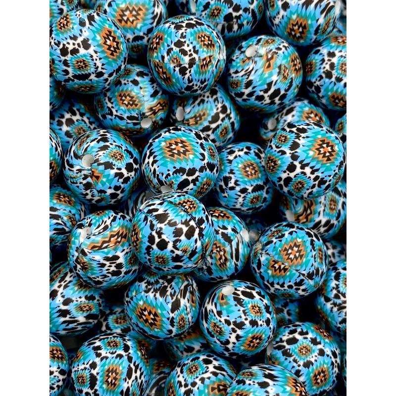 Rebel Child Printed Silicone Beads | Pattern Beads | Blue Beads | Western beads