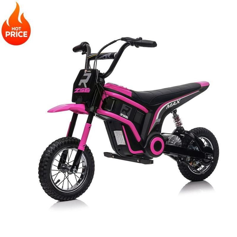 Pink Red Blue Green 24V14ah Kids Ride On 24V Electric Toy Motocross Motorcycle Dirt Bike-XXL large,Speeds up to 14.29MPH,Dual Suspension, Hand-Operated Dual Brakes, Twist Grip Throttle, Authentic Motocross Bike Geometry,Birthday Christmas Gift