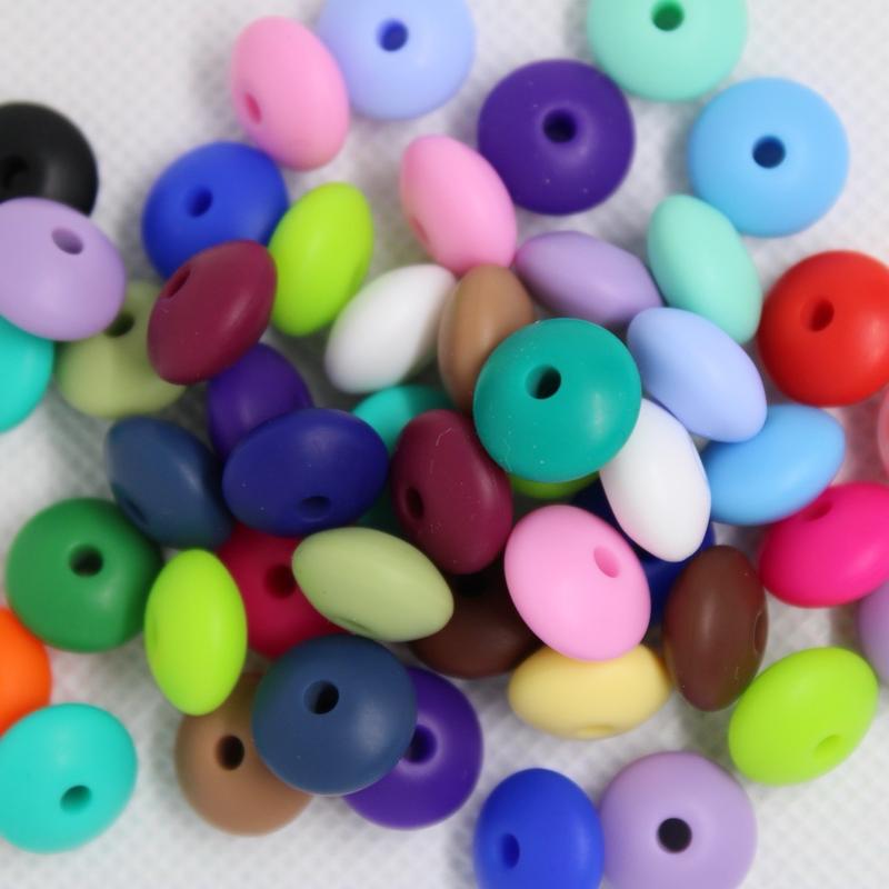 Silicone Lentil 12mm Multicolor 50 Count Bag Pen Beading Crafting Jewelry Making Wristlet