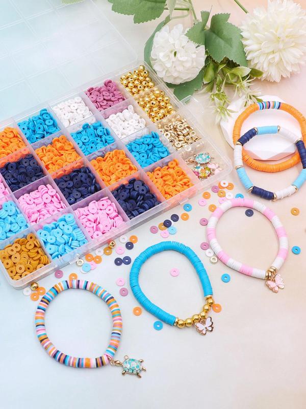 Colorful Beaded Bracelet Making Kit, Wth Butterfly & Turtle Charm, DIY Jewelry Making Kit, Friendship Bracelet Making Set, Colorful Soft Ceramic Beads