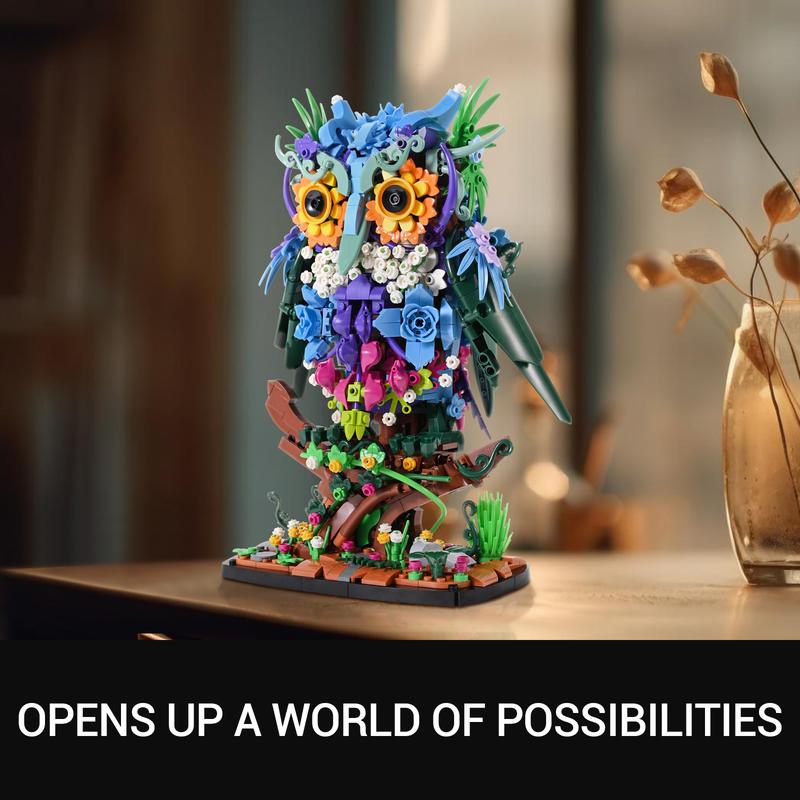 Sillbird Owl Animal Flowers Building Toy Set, MOC Floral Collectible Model for Home Decor or Office Art, Halloween Christmas Birthday Creative Gifts for Adults or Teens Kids 8+, New 2024 (1193 Pieces)