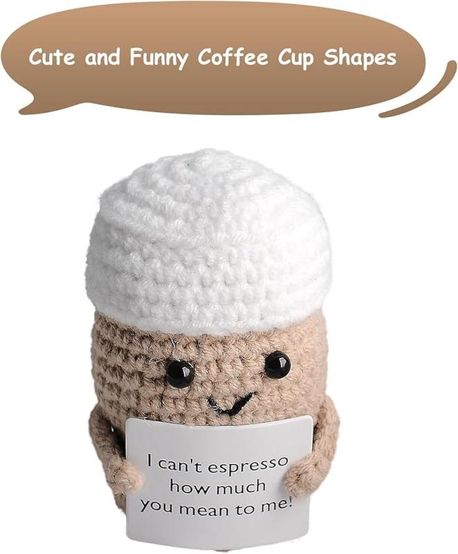 Emotional Support Crochet Coffee Espresso – Positive Gift Idea for Coffee Lovers, Perfect  Christmas ,Birthday Gift for Women, Men, Boyfriend & Girlfriend