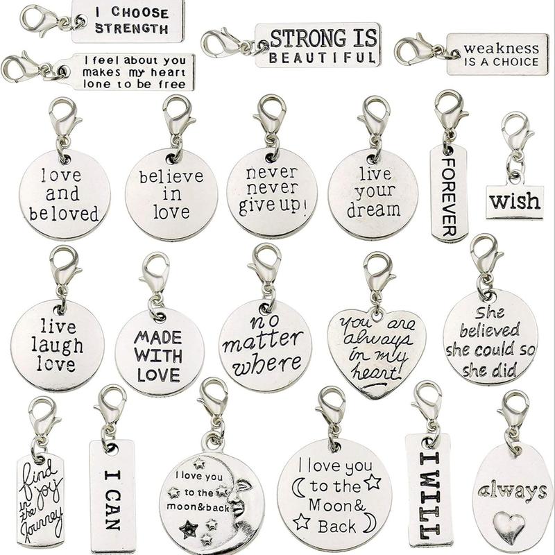 Mixed Shape Keychain Set, 100pcs set Vintage Letter Pattern Pendant, DIY Jewelry Making Accessories for Bracelet Necklace Earrings