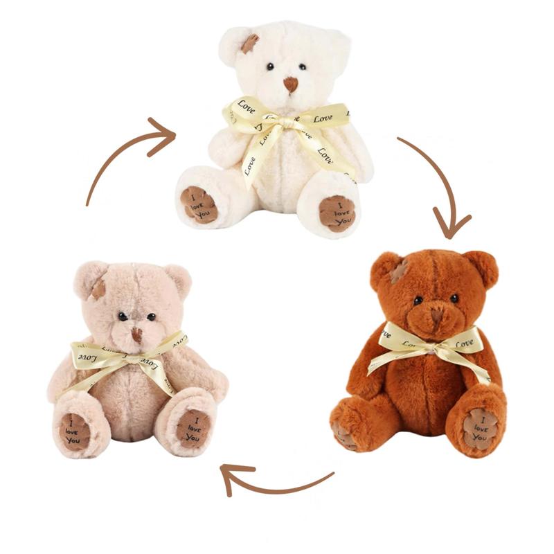 17cm 6.69in Teddy Bear Plush Toys Cute Bow Tie Bear Stuffed Animal Toys Available in Three Colours Gift For Christmas Birthday Mother's Day