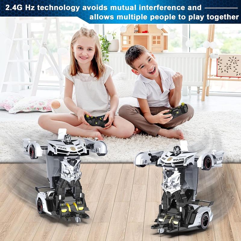 RC Car - Transformer, One Key Transform Flash Robot, 2.4Ghz 1:18 Scale Transformer Car Boys Kids Toys Gift with 360 Degree Rotation Drift Function