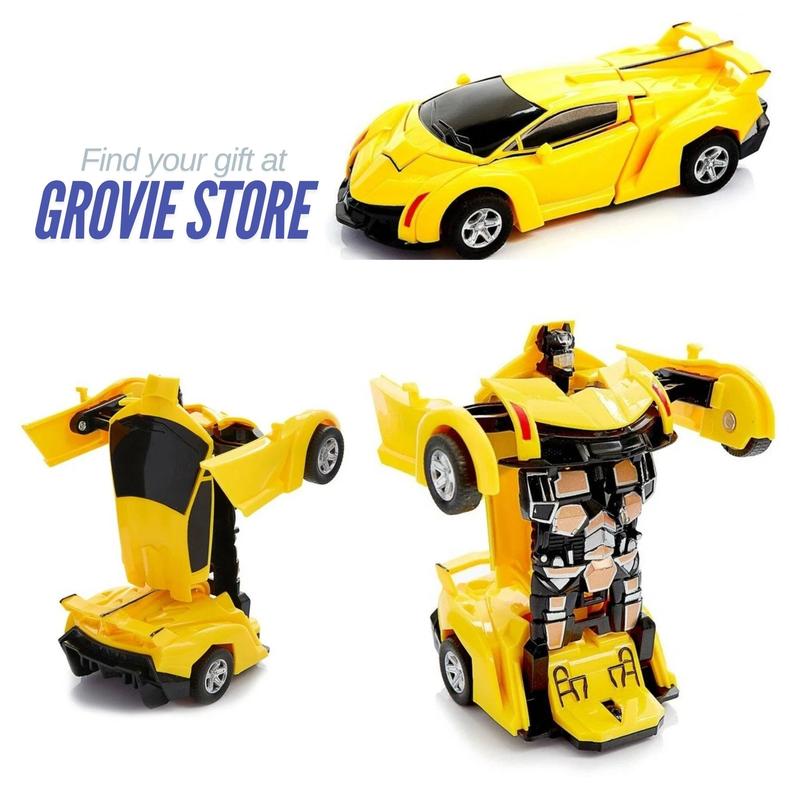 GROVIE Transforming Robot Car 2 in 1 Friction Model Toy Yellow Color | Deforming Transformer Car Toy | for Boys Girls Children Toy Best Gift for Christmas Birthday 3+ Years Old Yellow