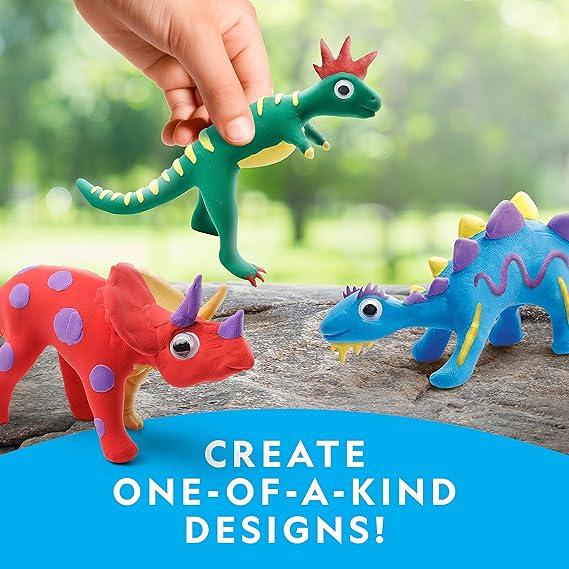 24 Pack Dinosaur DIY Craft 48 Pcs Build Dinosaur Craft Kit Decoration Air Dry Modeling Clay for Holiday Party DIY Gift Indoor Outdoor Decoration