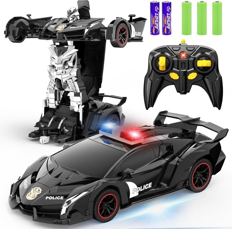 RC Car - Transformer, One Key Transform Flash Robot, 2.4Ghz 1:18 Scale Transformer Car Boys Kids Toys Gift with 360 Degree Rotation Drift Function