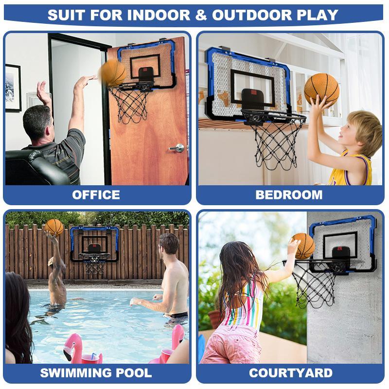 Mini Indoor Basketball Hoop, 1 Set Portable Basketball Hoop & 3 Balls & Pump, Parent-child Interactive Basketball Game Toy for Boys & Girls