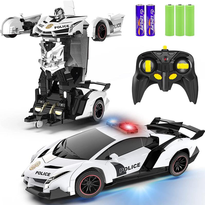 RC Car - Transformer, One Key Transform Flash Robot, 2.4Ghz 1:18 Scale Transformer Car Boys Kids Toys Gift with 360 Degree Rotation Drift Function