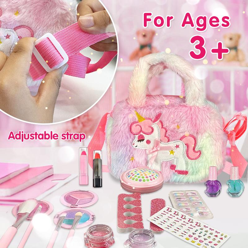 Unicorn Cosmetics Sets Toy Makeup Pretend Play kit  Toddler Kids Bag Girls