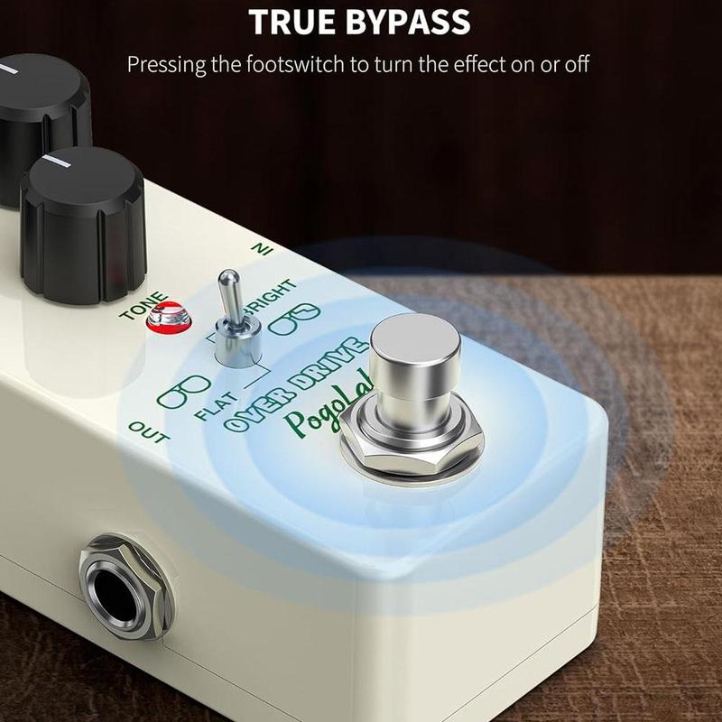 POGOLAB Two Effects Overdrive Pedal, Overdrive Guitar Pedal, Bright and Flat, True Bypass, DC 9V, Mini Pedal for Electric Guitar