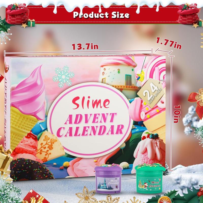 Slime Christmas Countdown Calendar with 24 Fluffy Slimes and Charm Toys