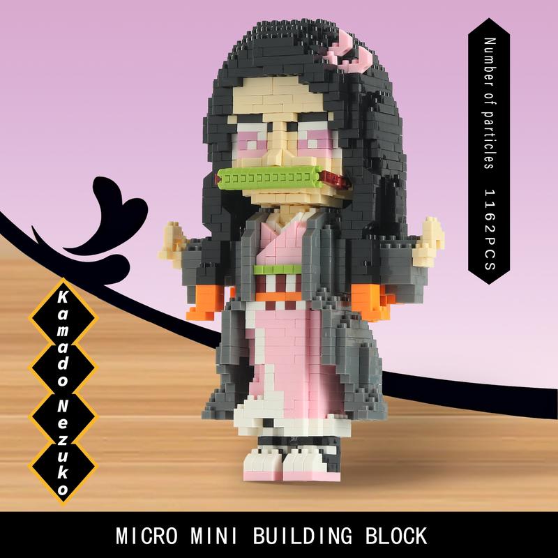 HI-REEKE Demon Anime Figure Slayer Tanjiro Rengoku Inosuke Micro Mini Building Block Toy building  blocks