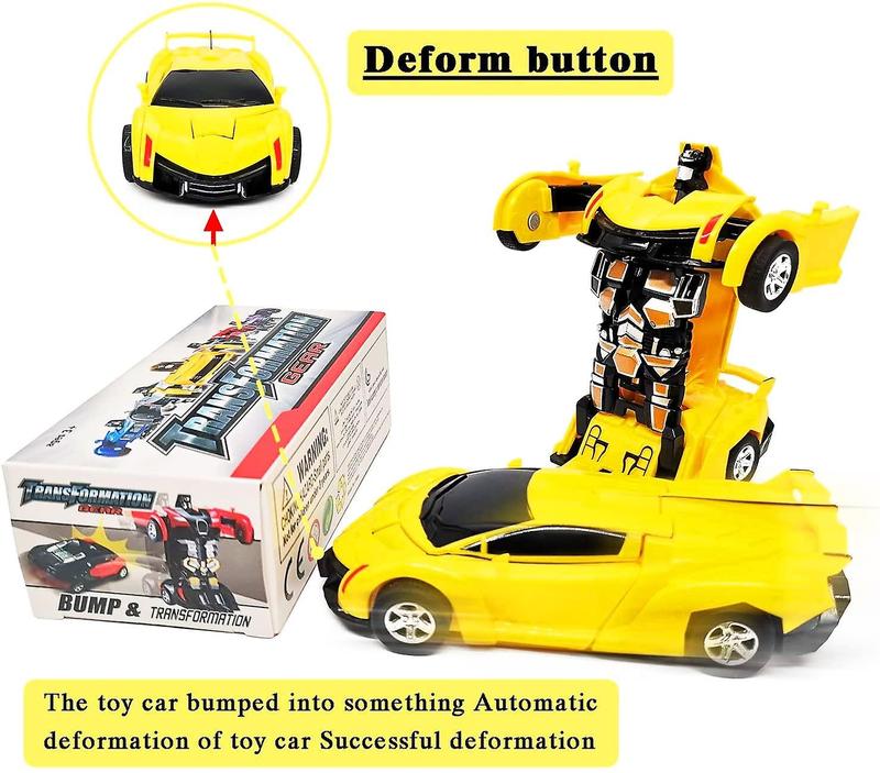 GROVIE Transforming Robot Car 2 in 1 Friction Model Toy Yellow Color | Deforming Transformer Car Toy | for Boys Girls Children Toy Best Gift for Christmas Birthday 3+ Years Old Yellow