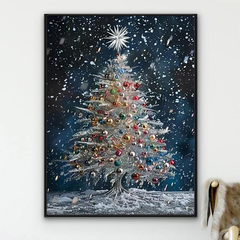 Christmas Tree Pattern DIY Diamond Arts Colorful Painting Kit without Frame, DIY 5D Diamond Arts Colorful Painting Kit, Wall Art Decor for Home Bedroom, Christmas Gift