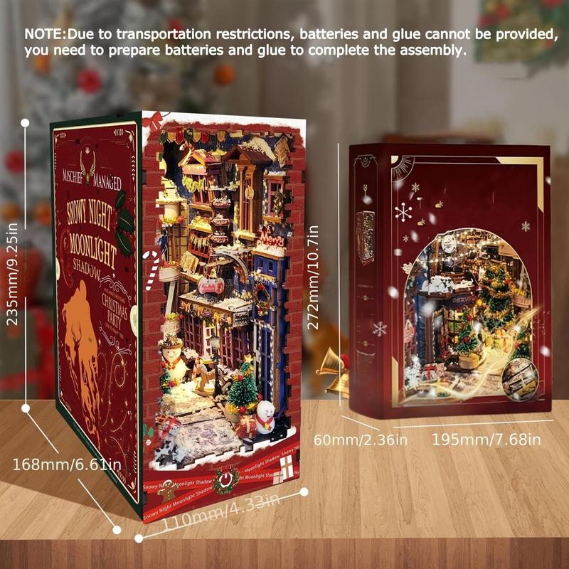 Festival Book Corner Kit, DIY Miniature House Kit with Music, Wooden Puzzle Kit, Book Corner Decoration, Suitable for Teenager Women Puzzle Lovers