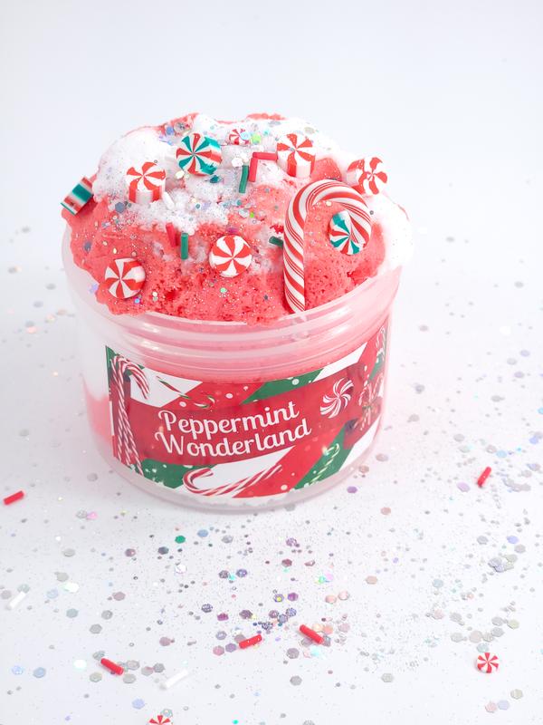 Peppermint Wonderland Christmas Slime - Cloud Dough Slime - Imagination Harvest Slime Shop